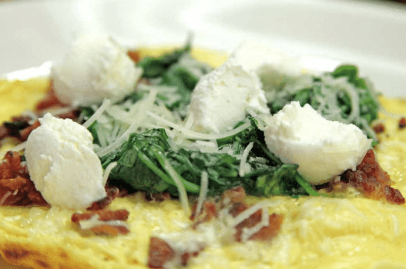 Bacon, Egg & Ricotta Omelette with Arugula