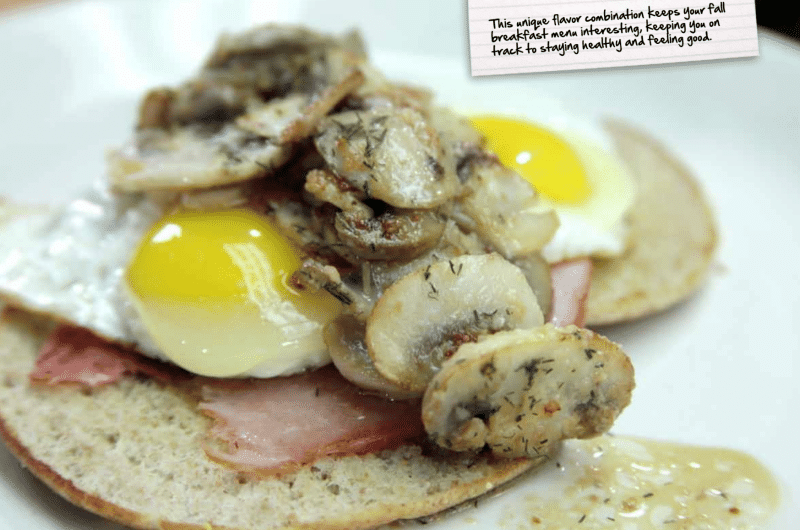 Egg & Canadian Bacon with Lemon-Dill Mushrooms