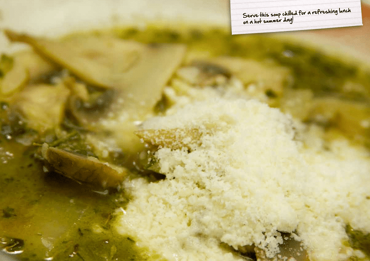 Chilled Lemon Mushroom Soup with Basil